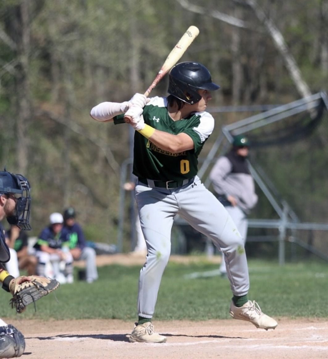 Hunter Lee at bat in a Leonardtown High School uniform
